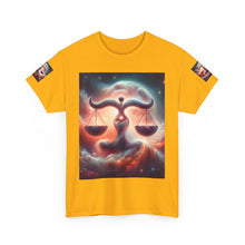 Load image into Gallery viewer, Cosmic Libra Justice Tee, Celestial Balance Shirt, Astrology Themed T-Shirt, Gift for Science Lovers, Unisex Heavy Cotton Tee