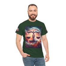 Load image into Gallery viewer, Cosmic Libra Justice Tee, Celestial Balance Shirt, Astrology Themed T-Shirt, Gift for Science Lovers, Unisex Heavy Cotton Tee