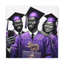 Load image into Gallery viewer, Graduation Celebration Canvas Print, Wall Art for Graduates, Purple Graduation Gift, College Commencement Decor, Customizable Canvas