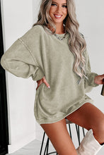 Load image into Gallery viewer, Green Solid Ribbed Knit Round Neck Pullover Sweatshirt
