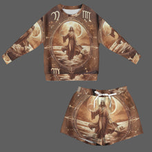 Load image into Gallery viewer, Designer (53) Virgo  Long Sleeve Fleece Sweatshirt &amp; Drawstring Shorts Set
