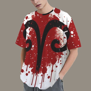 Aries Round Neck Loose T-Shirt (Inky Splatter) 3