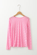 Load image into Gallery viewer, Pink Mesh Bow Pattern Long Sleeve Top
