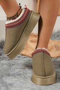 Black Contrast Print Suede Plush Lined Snow Boots