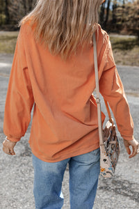 Orange SPOOKY SEASON Embroidered Letter Graphic Twisted Ribbed Sweatshirt