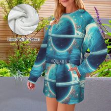 Load image into Gallery viewer, Designer (41) Aquarius  Long Sleeve Fleece Sweatshirt &amp; Drawstring Shorts Set
