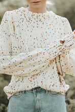Load image into Gallery viewer, Beige Colorful Confetti Dots Cable Knit Crew Neck Sweater
