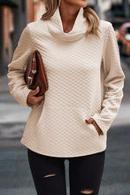 Load image into Gallery viewer, Apricot High Neck Kangaroo Pocket Quilted Sweatshirt
