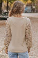 Load image into Gallery viewer, Light French Beige Lace Patch Sleeve Waffle Knit Top
