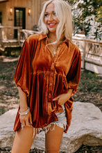 Load image into Gallery viewer, Chestnut 3/4 Sleeve Tunic Babydoll Velvet Shirt
