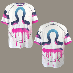 Libra Round Neck Loose T-Shirt (Inky Splatter)