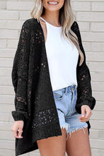 Load image into Gallery viewer, Black Casual Hollowed Knit Dolman Sleeve Cardigan
