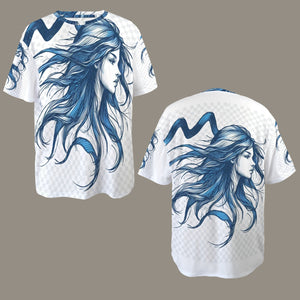 Aquarius Round Neck Loose T-Shirt (Rough Sketch) 2