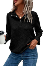 Load image into Gallery viewer, Laurel Green Textured Knit Buttoned Kangaroo Pocket Sweatshirt
