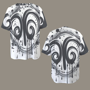 Capricorn Round Neck Loose T-Shirt (Inky Splatter)