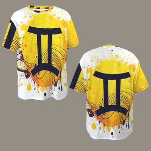 Gemini Round Neck Loose T-Shirt (Inky Splatter)