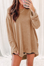 Load image into Gallery viewer, Black Waffle Knit High Slits Oversized Top
