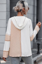 Load image into Gallery viewer, Gray Colorblock Seamed Ribbed Henley Hoodie
