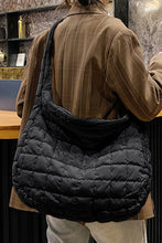 Load image into Gallery viewer, Black Quilted Zipper Large Shoulder Bag
