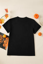 Load image into Gallery viewer, Black Sequin Pumpkin Face Halloween T Shirt
