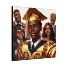 Load image into Gallery viewer, Graduation Celebration Canvas Print, Wall Art for Graduates, Custom Home Decor, Graduation Gift, College Hero Portrait, Family Love Display
