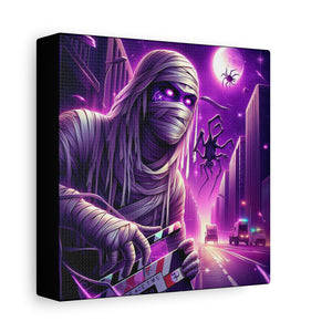 Purple Horror Mummy Canvas Art, Spooky Home Decor, Halloween Wall Art, Horror Movie Print, Gothic Wall Hanging