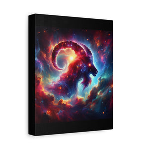 Cosmic Aries Ram Canvas Art, Galaxy Wall Decor, Astrology Gift, Stretched Canvas, Home Decor, Celestial Artwork