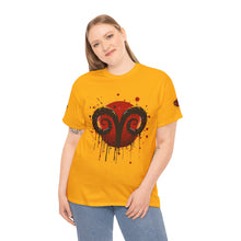 Load image into Gallery viewer, Aries Heart Tee, Unisex Heavy Cotton T-Shirt, Astrology Gift, Birthday Present, Graphic Tee, Casual Wear, Unique Design
