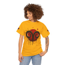 Load image into Gallery viewer, Aries Heart Tee, Unisex Heavy Cotton T-Shirt, Astrology Gift, Birthday Present, Graphic Tee, Casual Wear, Unique Design

