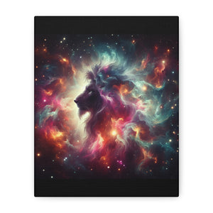 Cosmic Lion Canvas Art, Wall Decor, Galaxy Artwork, Home Decor, Unique Gift for Art Lovers, Space Theme