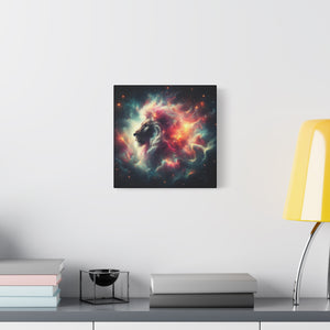 Cosmic Lion Canvas Wall Art, Abstract Lion Decor, Celestial Prints, Space Animal Artwork, Dreamy Home Decor