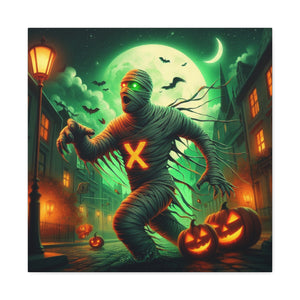 Spooky Halloween Wall Art Canvas, Mummy Decor for Fall, Halloween Party Decoration, Frightening Home Decor, Unique Gift Idea