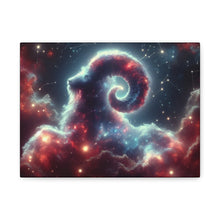 Load image into Gallery viewer, Celestial Ram Canvas Print, Astronomical Art for Home Decor, Unique Gift for Astrology Lovers, Cosmic Wall Art, Stretched Canvas

