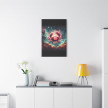 Load image into Gallery viewer, Galactic Crab Canvas Art Print, Home Decor, Zodiac Wall Art, Astrology Gift, Cosmic Crab Decor
