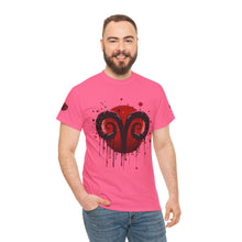 Load image into Gallery viewer, Aries Heart Tee, Unisex Heavy Cotton T-Shirt, Astrology Gift, Birthday Present, Graphic Tee, Casual Wear, Unique Design
