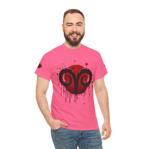 Aries Heart Tee, Unisex Heavy Cotton T-Shirt, Astrology Gift, Birthday Present, Graphic Tee, Casual Wear, Unique Design