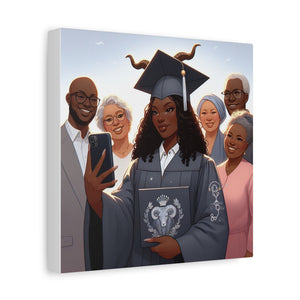Graduation Celebration Canvas Print, Family Tribute Art, Graduation Gift, Wall Decor for Her, Customizable Artwork