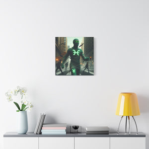 Glow-in-the-Dark Pisces Canvas Art, Zodiac Decor, Astrology Wall Art, Gift for Him/Her, Unique Home Decor, Mystic Vibe