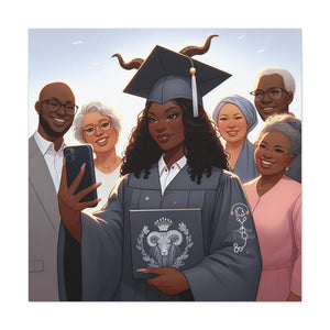 Graduation Celebration Canvas Print, Family Tribute Art, Graduation Gift, Wall Decor for Her, Customizable Artwork