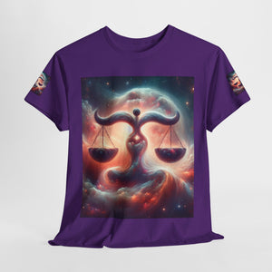 Cosmic Libra Justice Tee, Celestial Balance Shirt, Astrology Themed T-Shirt, Gift for Science Lovers, Unisex Heavy Cotton Tee