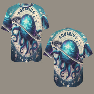 Aquarius (3) Round Neck Loose T-Shirt