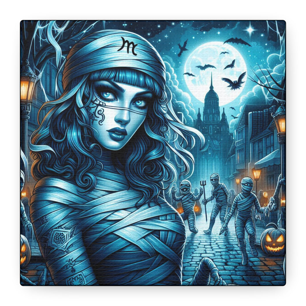 Mystical Mummy Canvas Art | Gothic Home Decor, Halloween Wall Art, Witchy Gift, Unique Art Print, Spooky Vibes, Mummy Themed Decor