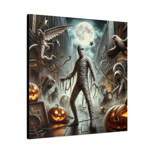Spooky Mummy Art Canvas Print | Halloween Home Decor, Fall Wall Art, Unique Gift, Framed Mummy Artwork, Creepy Halloween Decor