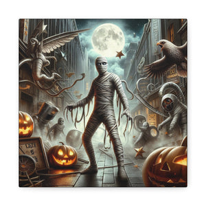Spooky Mummy Art Canvas Print | Halloween Home Decor, Fall Wall Art, Unique Gift, Framed Mummy Artwork, Creepy Halloween Decor