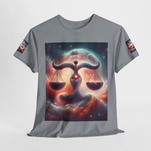 Load image into Gallery viewer, Cosmic Libra Justice Tee, Celestial Balance Shirt, Astrology Themed T-Shirt, Gift for Science Lovers, Unisex Heavy Cotton Tee
