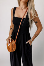 Load image into Gallery viewer, Green Smocked Sleeveless Wide Leg Jumpsuit with Pockets
