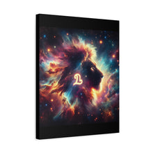 Load image into Gallery viewer, Cosmic Lion Art Canvas Print, Zodiac Wall Art, Leo Decor, Celestial Home Decor, Astrology Gift, Vibrant Galaxy Art
