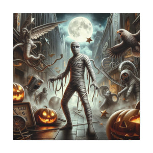 Spooky Mummy Art Canvas Print | Halloween Home Decor, Fall Wall Art, Unique Gift, Framed Mummy Artwork, Creepy Halloween Decor