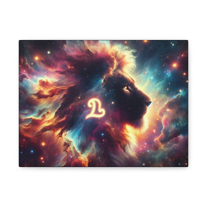 Cosmic Lion Art Canvas Print, Zodiac Wall Art, Leo Decor, Celestial Home Decor, Astrology Gift, Vibrant Galaxy Art