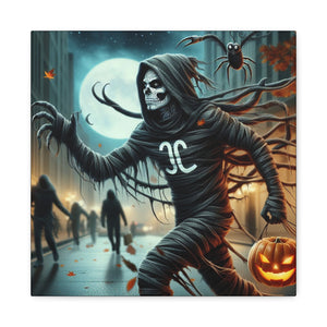 Spooky Halloween Wall Art Canvas, Creepy Decor for Haunted Houses, Trick or Treat Wall Hanging, Frightening Artwork, Seasonal Home Decor